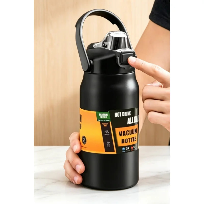 304 Stainless Steel Vacuum Flask, Portable Outdoor Thermos Cup with Straw, Hot & Cold Retention Sports Water Bottle