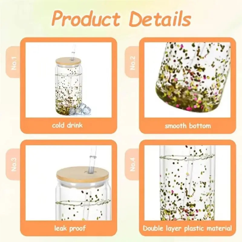 A92P Pre-Drilled Hole 6PCS 16 Oz Double Wall Insulated Plastic Water Bottles With Straws& Lids DIY Snowball Cup
